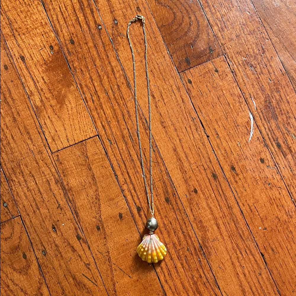 14mm Tahitian Pearl & Sunrise Shell Necklace